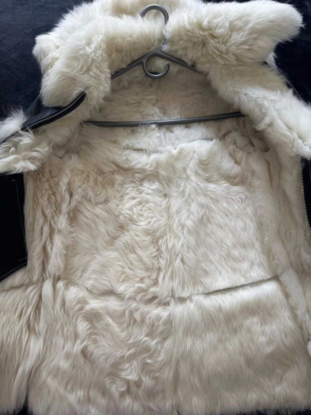 Kids Black Shearling Hooded Leather Coat Real Sheepskin